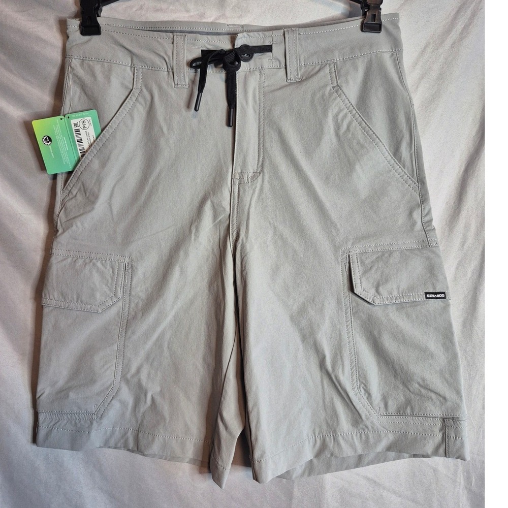Sea-Doo Adventure Cargo Shorts Mens Small Gray Drawstring Outdoor Casual